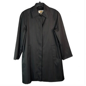 TALBOTS Black Trench Coat Removable Quilted Lining Vest Pink A-Line Preppy M